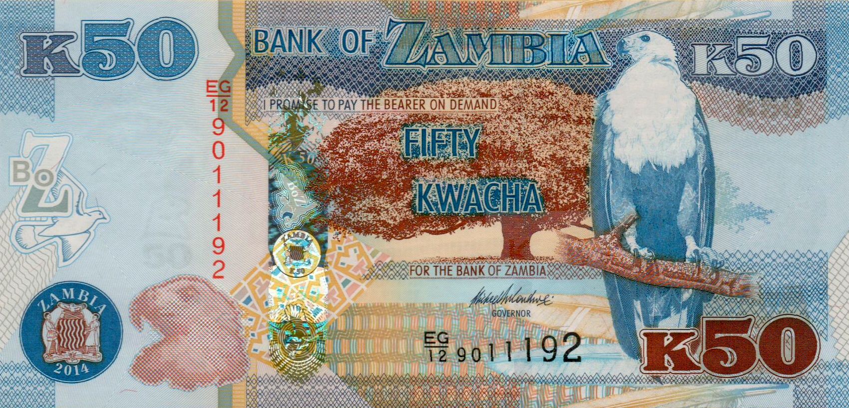 Zambia 50 2014 UNC P-53/c